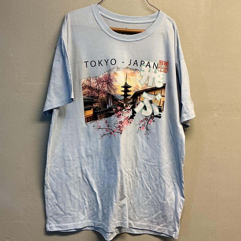 Vibe Tokyo Japan Graphic T-Shirt - Light Blue xl 0159